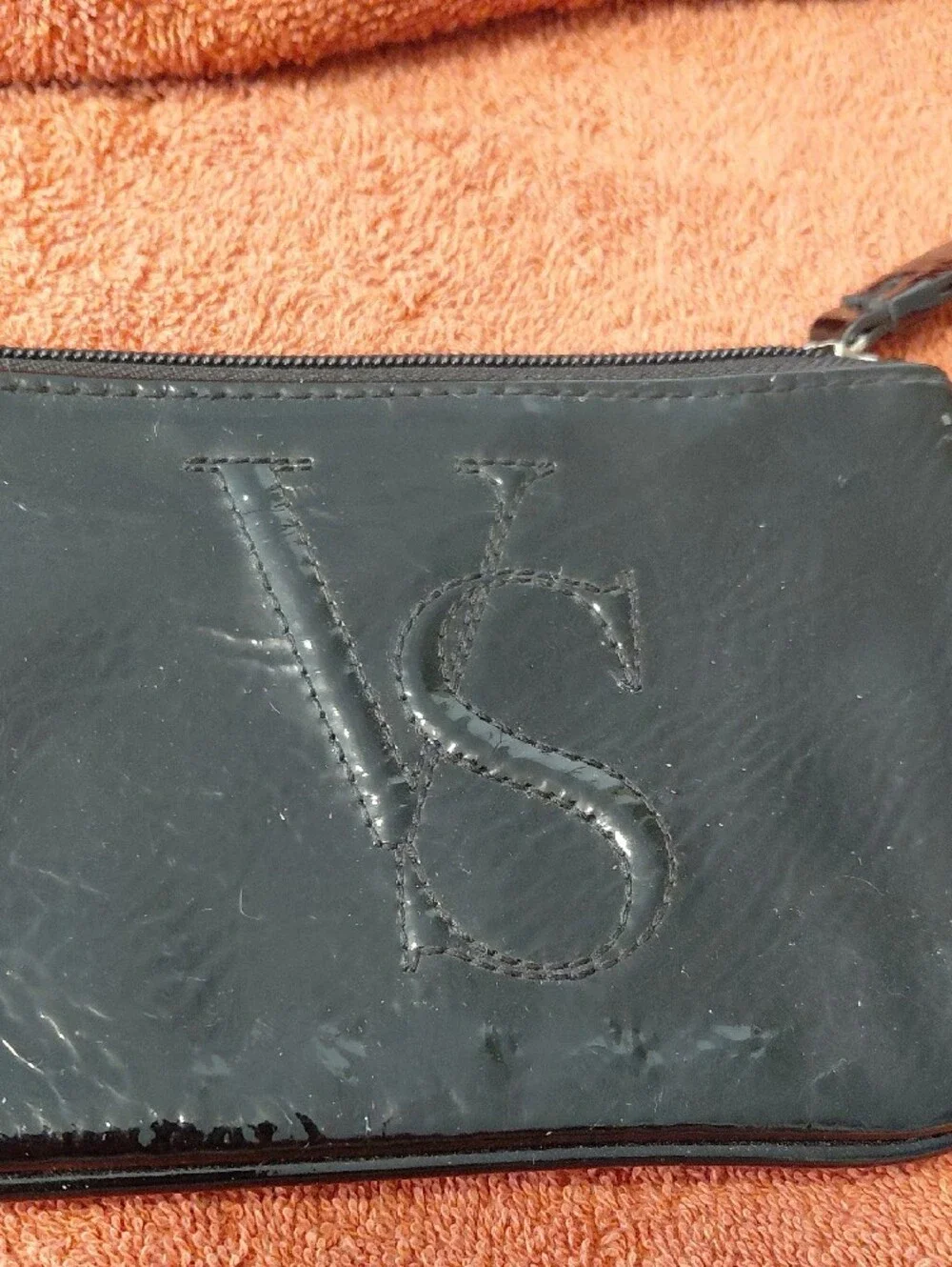 Victoria's Secret Black Patent Mini Wristlet Pouch Coin Purse
